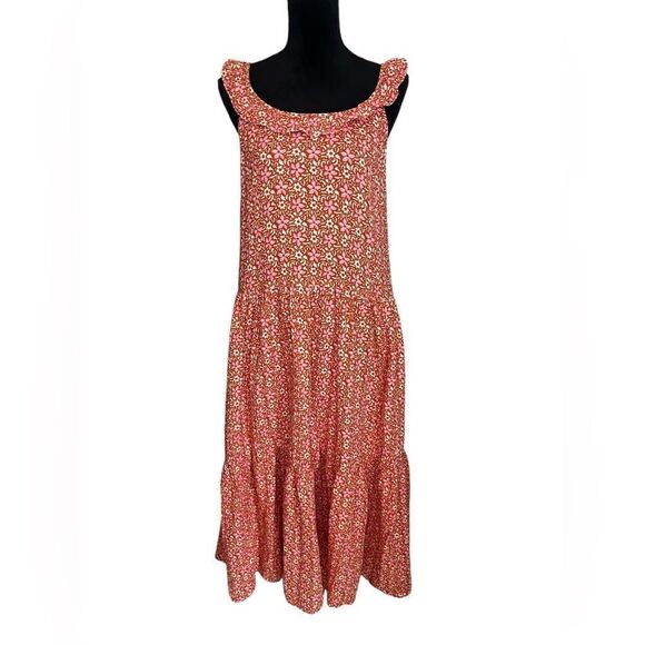 ANN TAYLOR FLORAL PINK/RED/ORANGE MAXI SPRING/SUMMER GIRLY DRESS WOMENS SIZE M - Picture 3 of 11